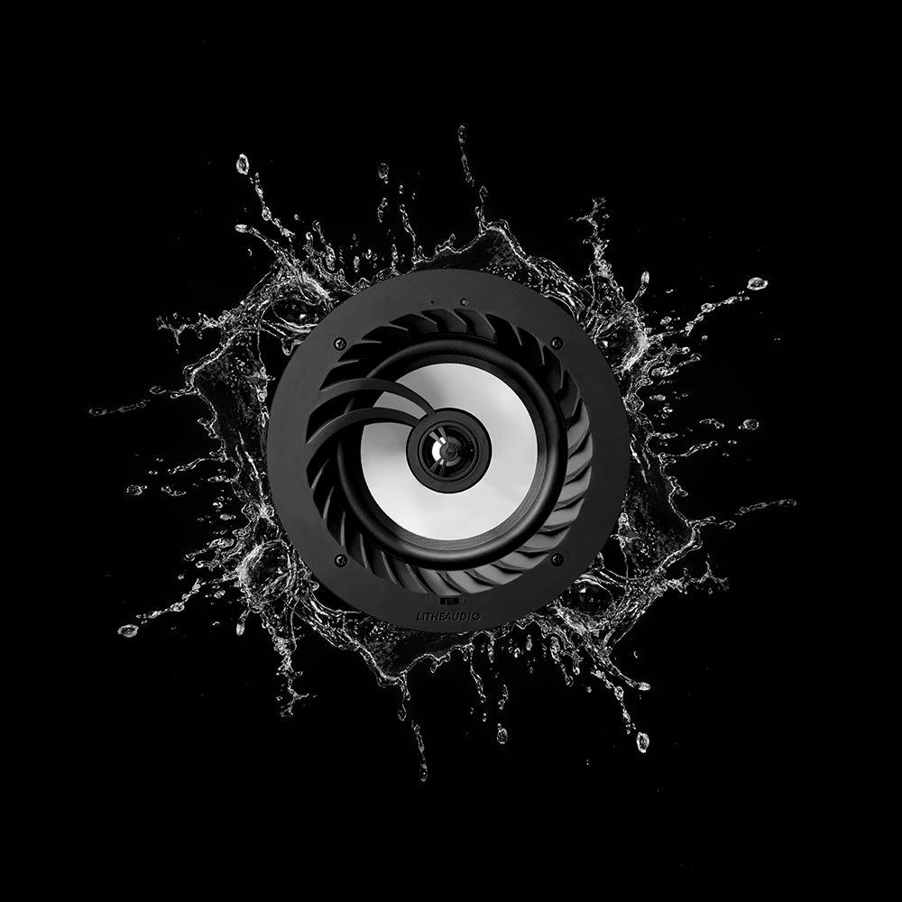 Speaker with water splashes on a black background