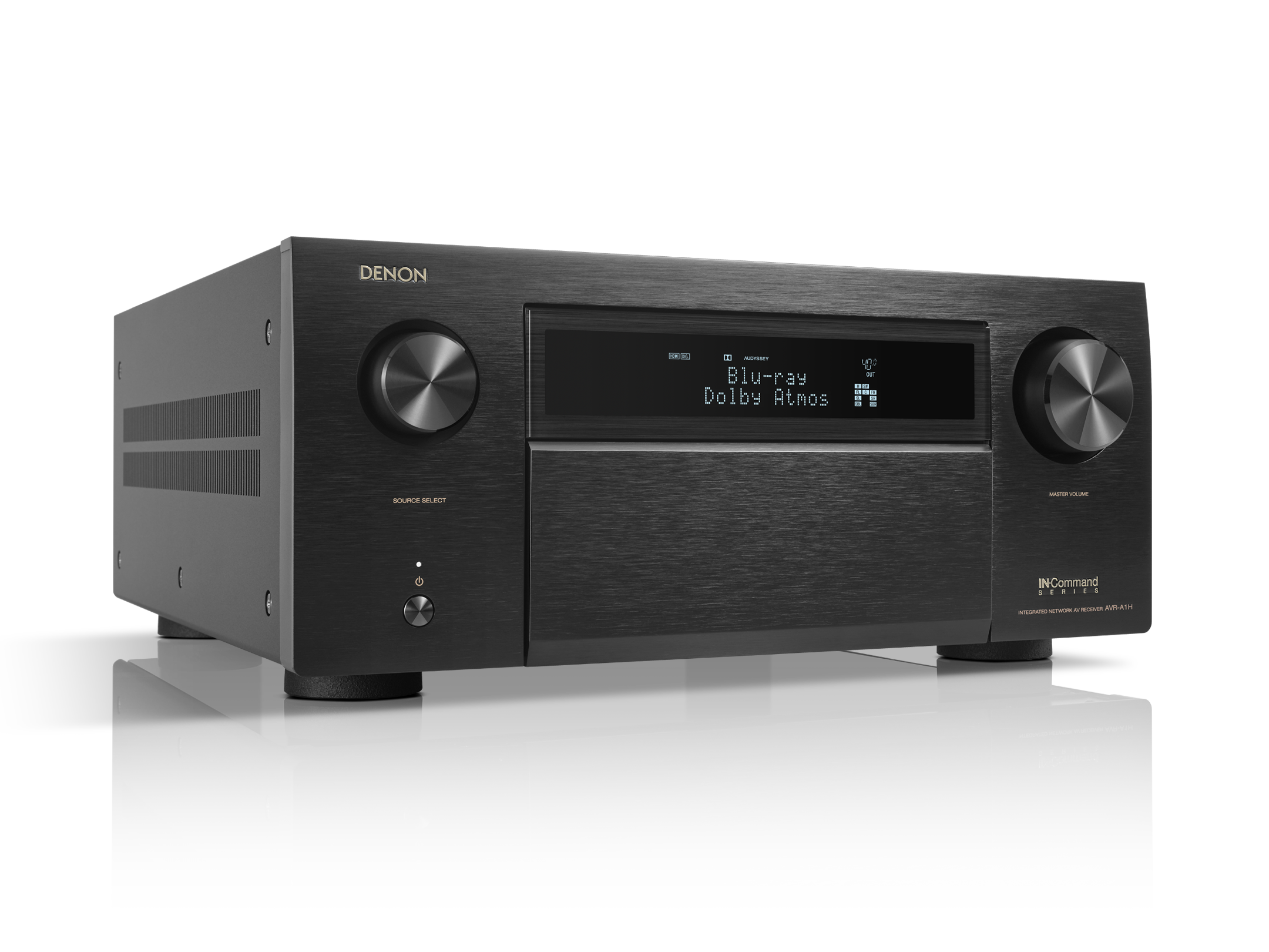 Denon AV receiver on a white background