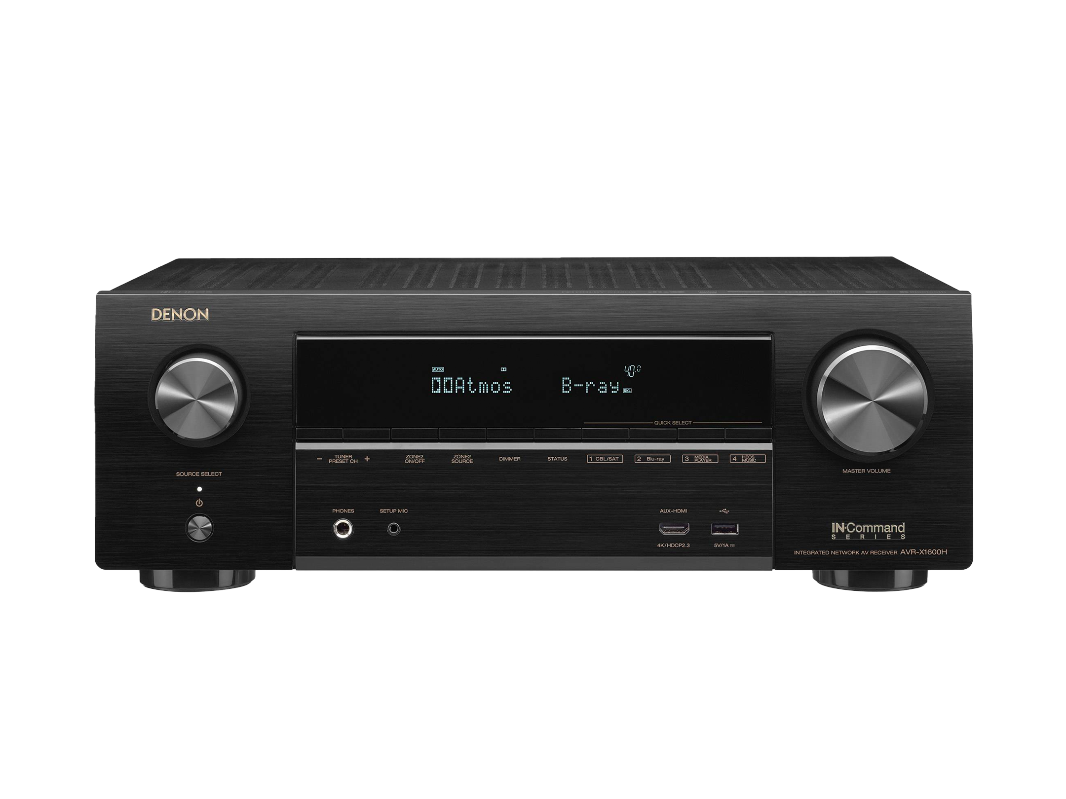 Denon AV receiver on a white background