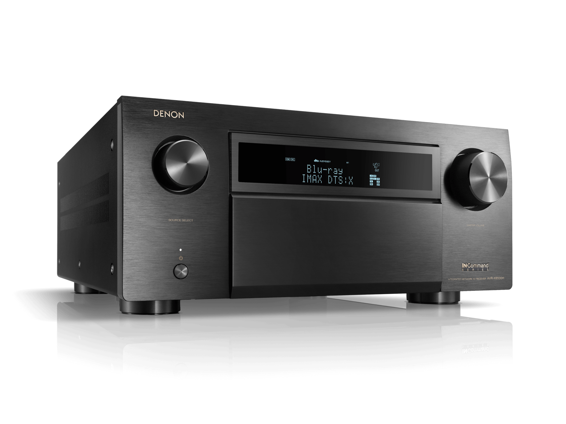 Denon audio receiver on a white background