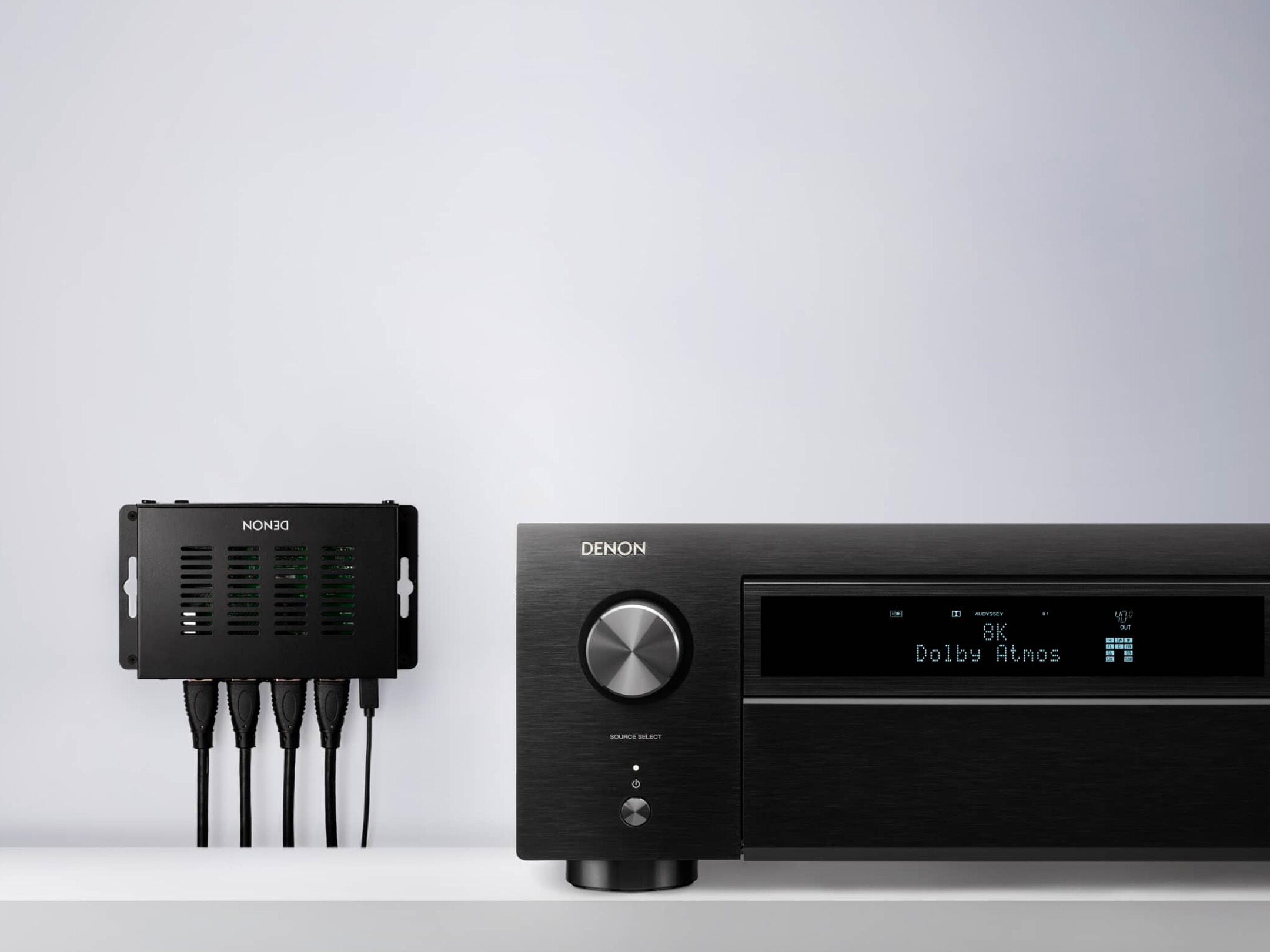 Denon audio equipment on a white background