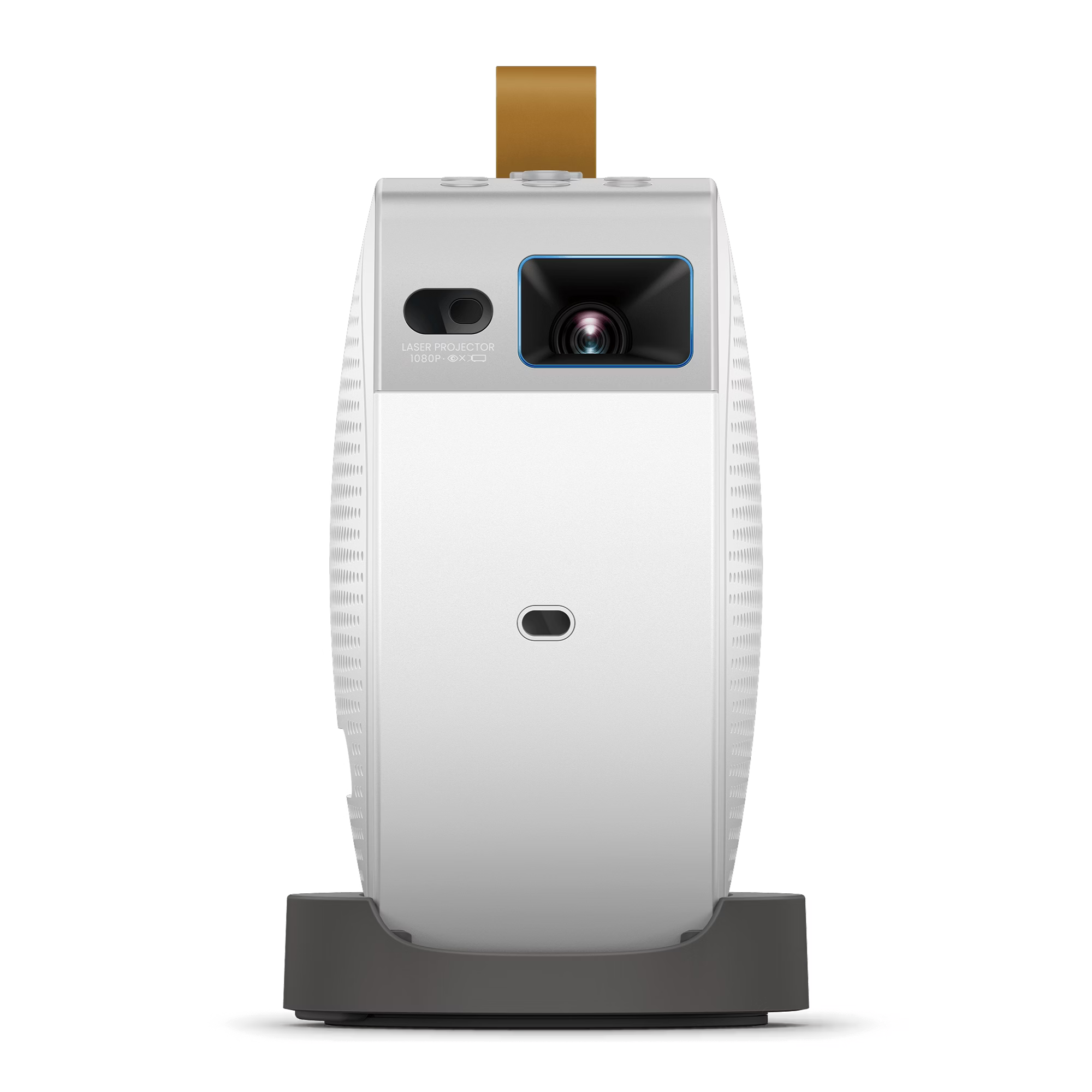 BenQ projector with a gold top on a black background