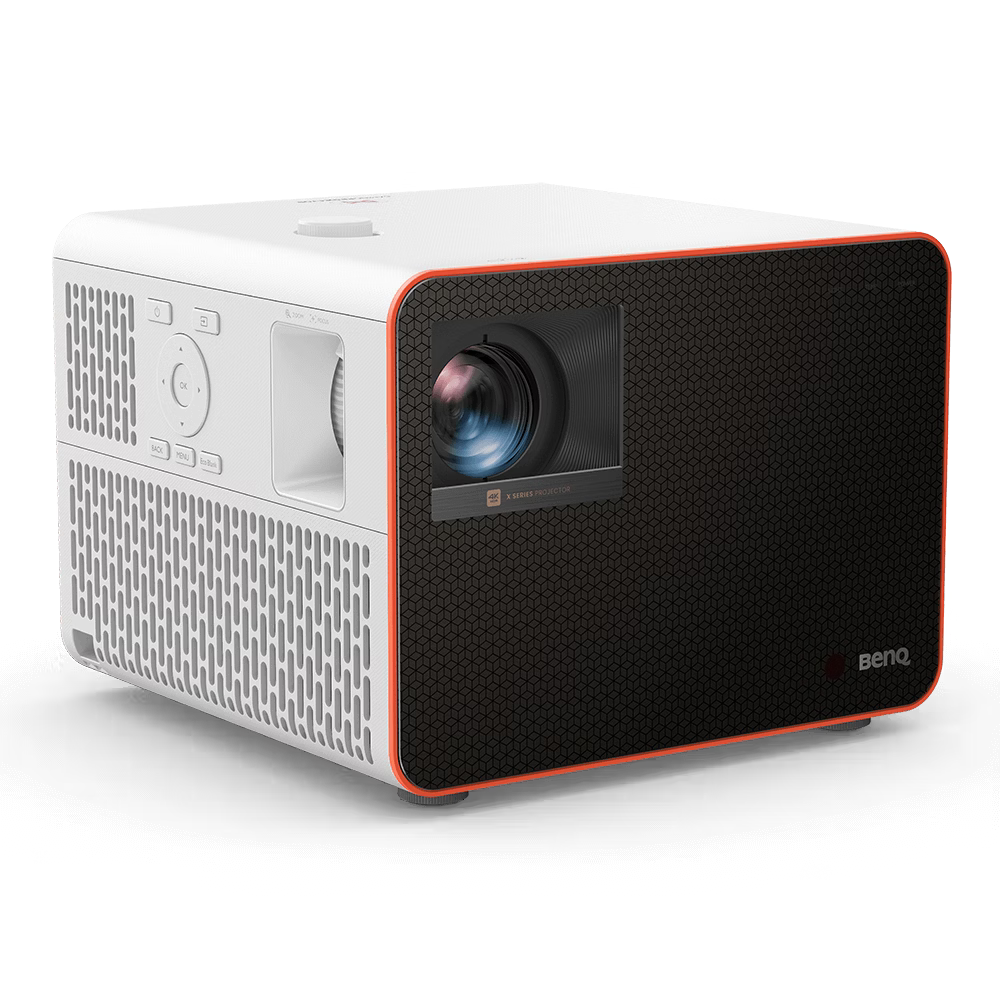 BenQ projector with black and orange design on a white background
