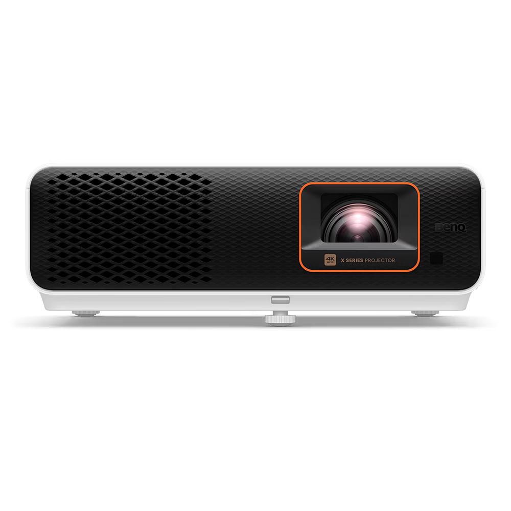 Projector with brand logo on a white background