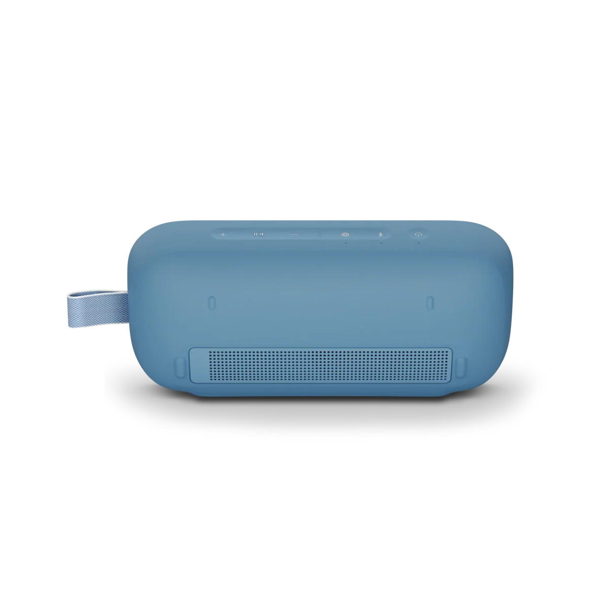 Blue portable speaker on a white background