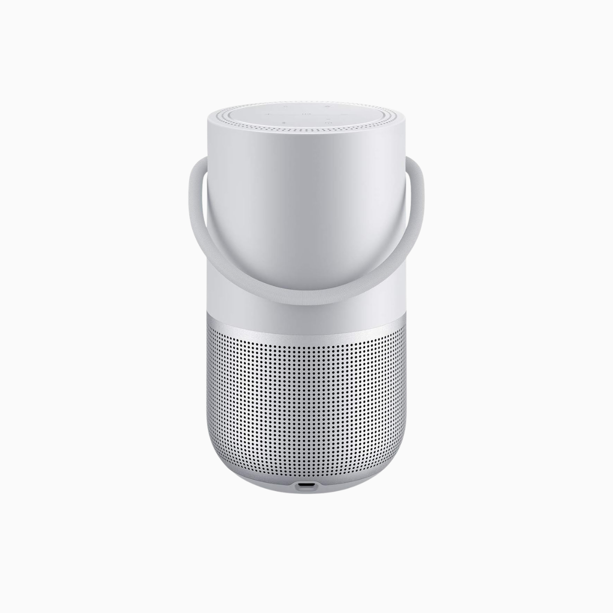 White portable speaker on a white background