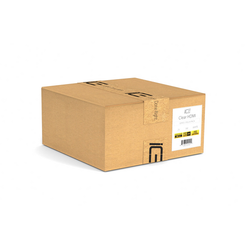 Cardboard box with a label on a white background