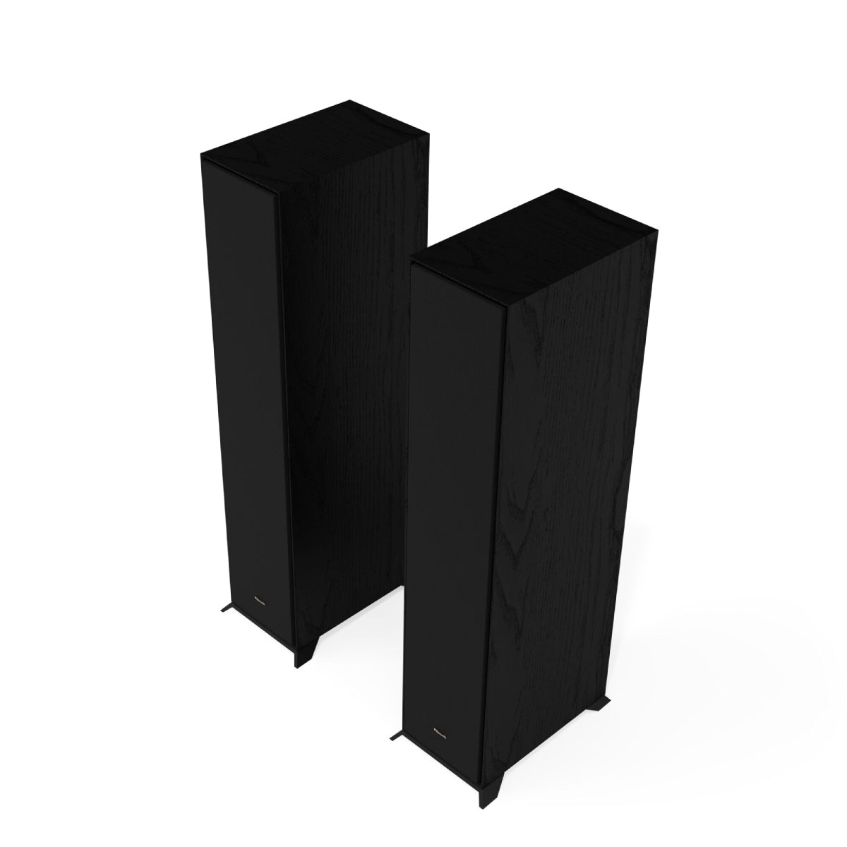 Two black rectangular stands on a white background