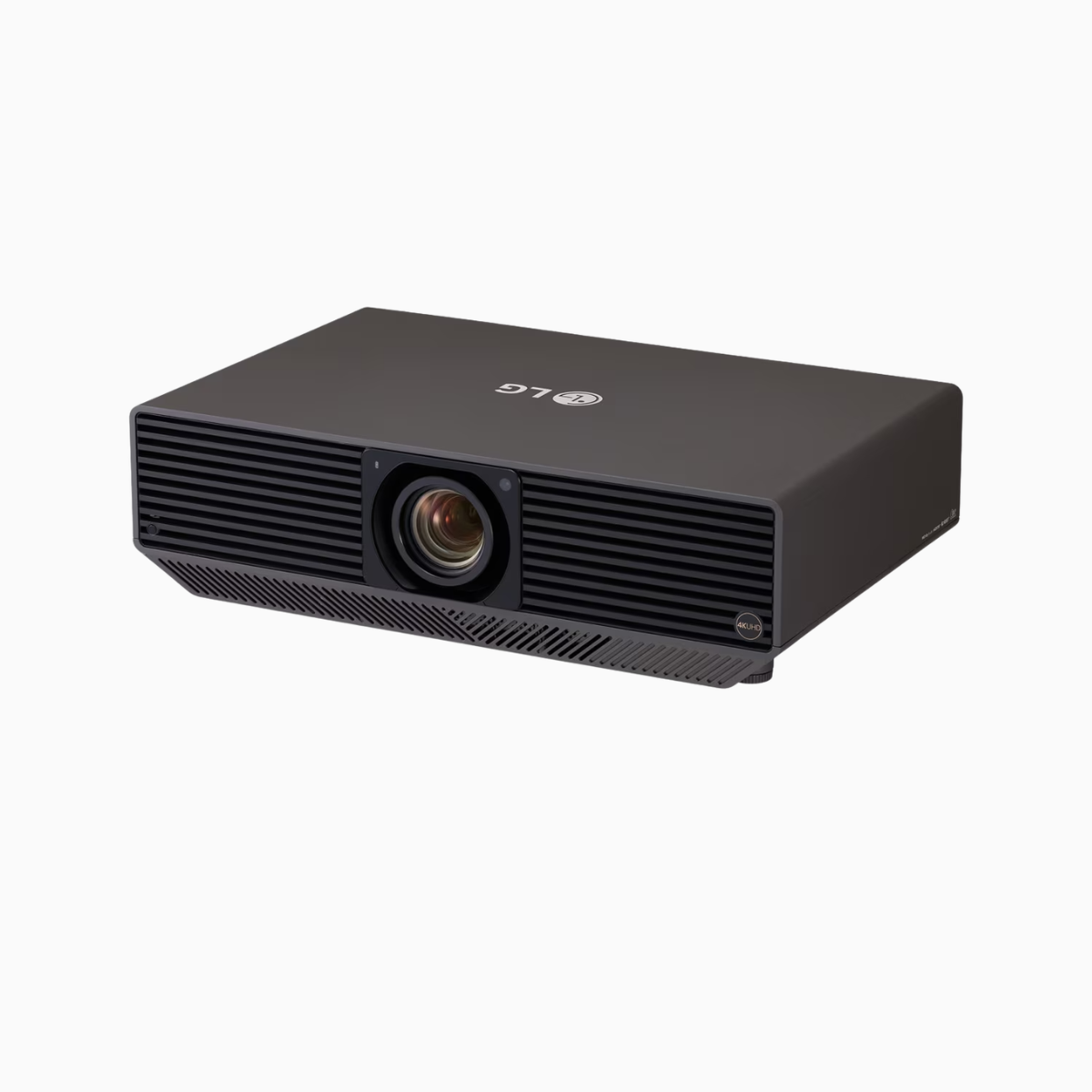 Black LG projector on a white background