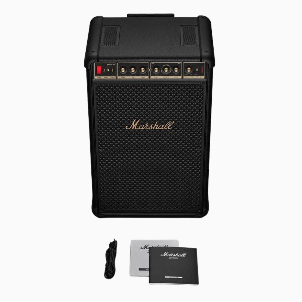 Marshall amplifier with accessories on a white background