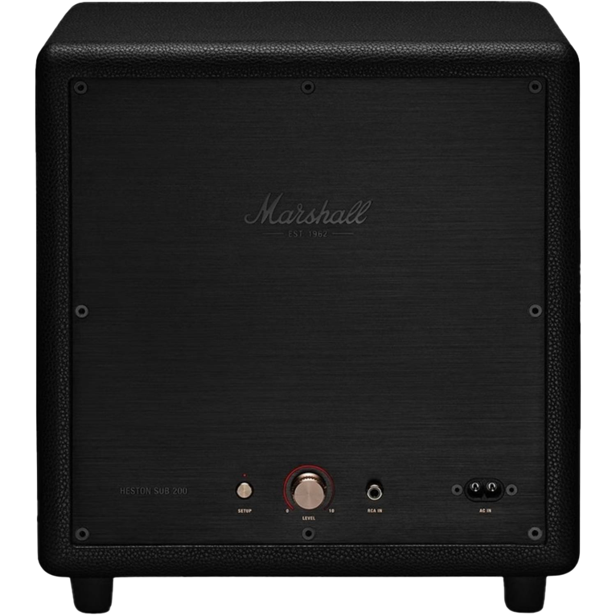Black Marshall speaker on a white background