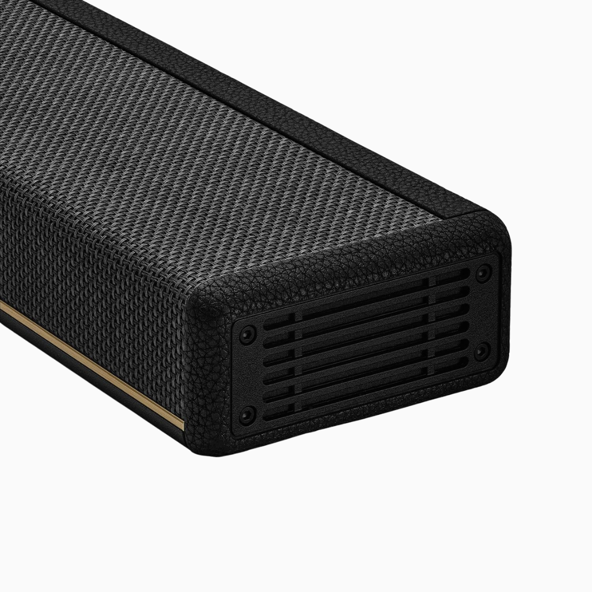 Black textured rectangular object on a white background