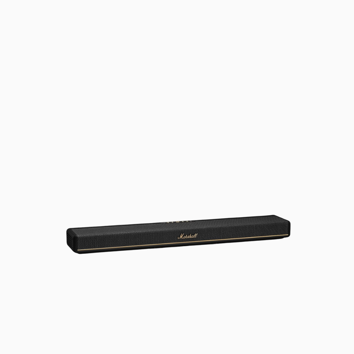 Black Marshall soundbar on a white background