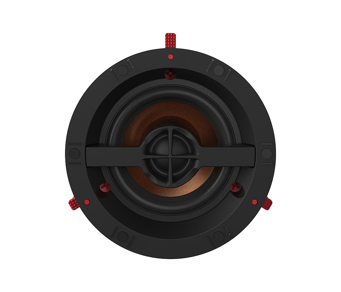 Top view of a black speaker on a white background