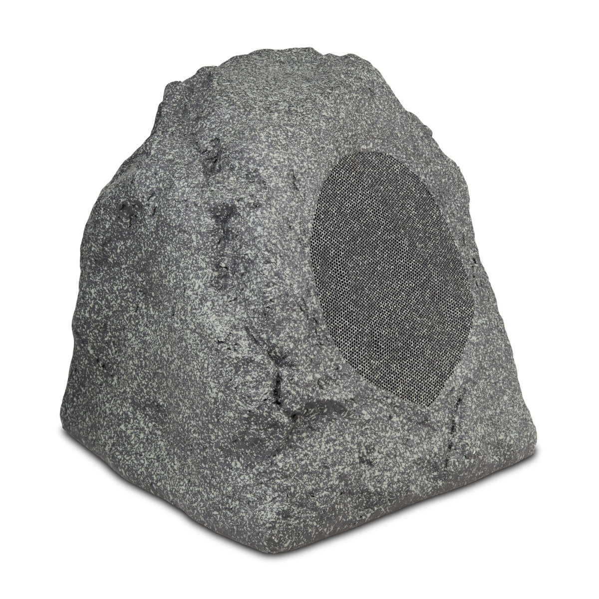 Rustic stone-style outdoor speaker on a white background