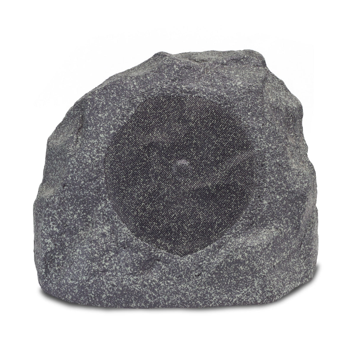 Rustic stone-like outdoor speaker on a white background