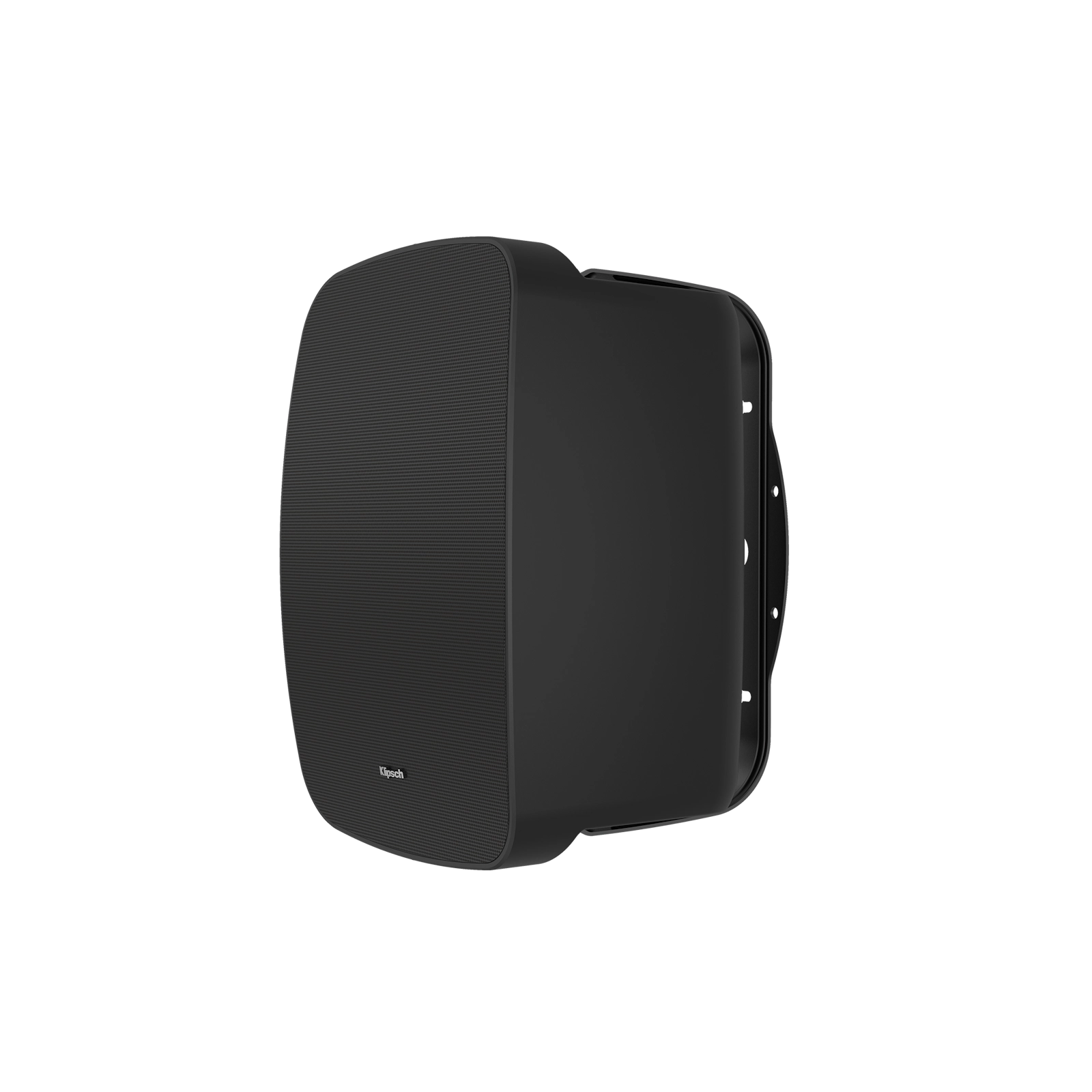 Black outdoor speaker on a white background