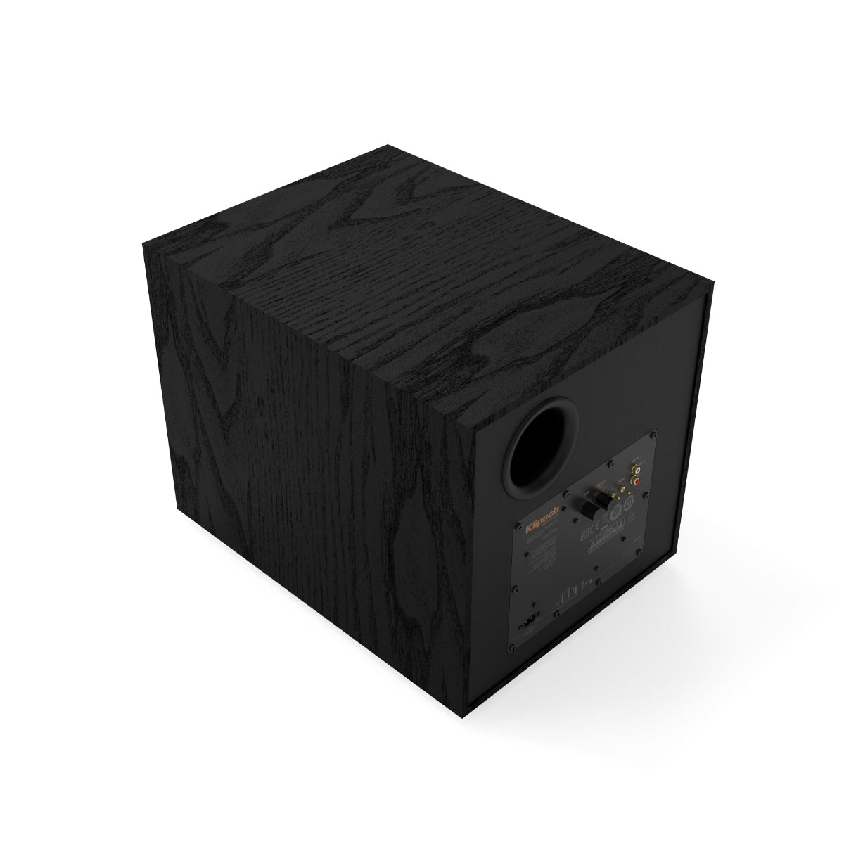 Black subwoofer on a white background