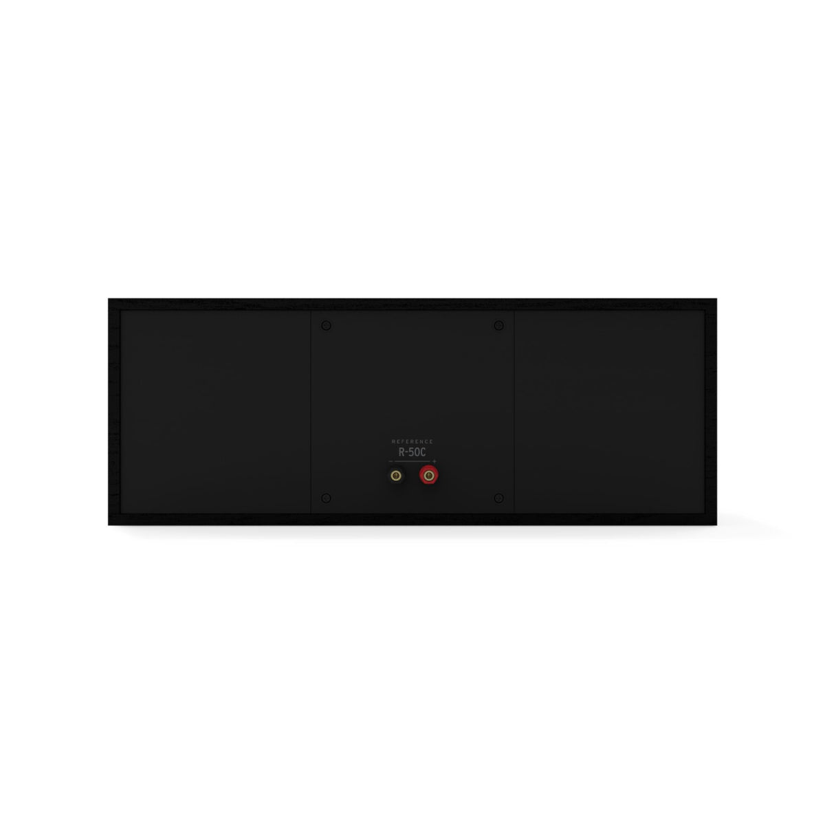 Black rectangular object with visible branding on a white background