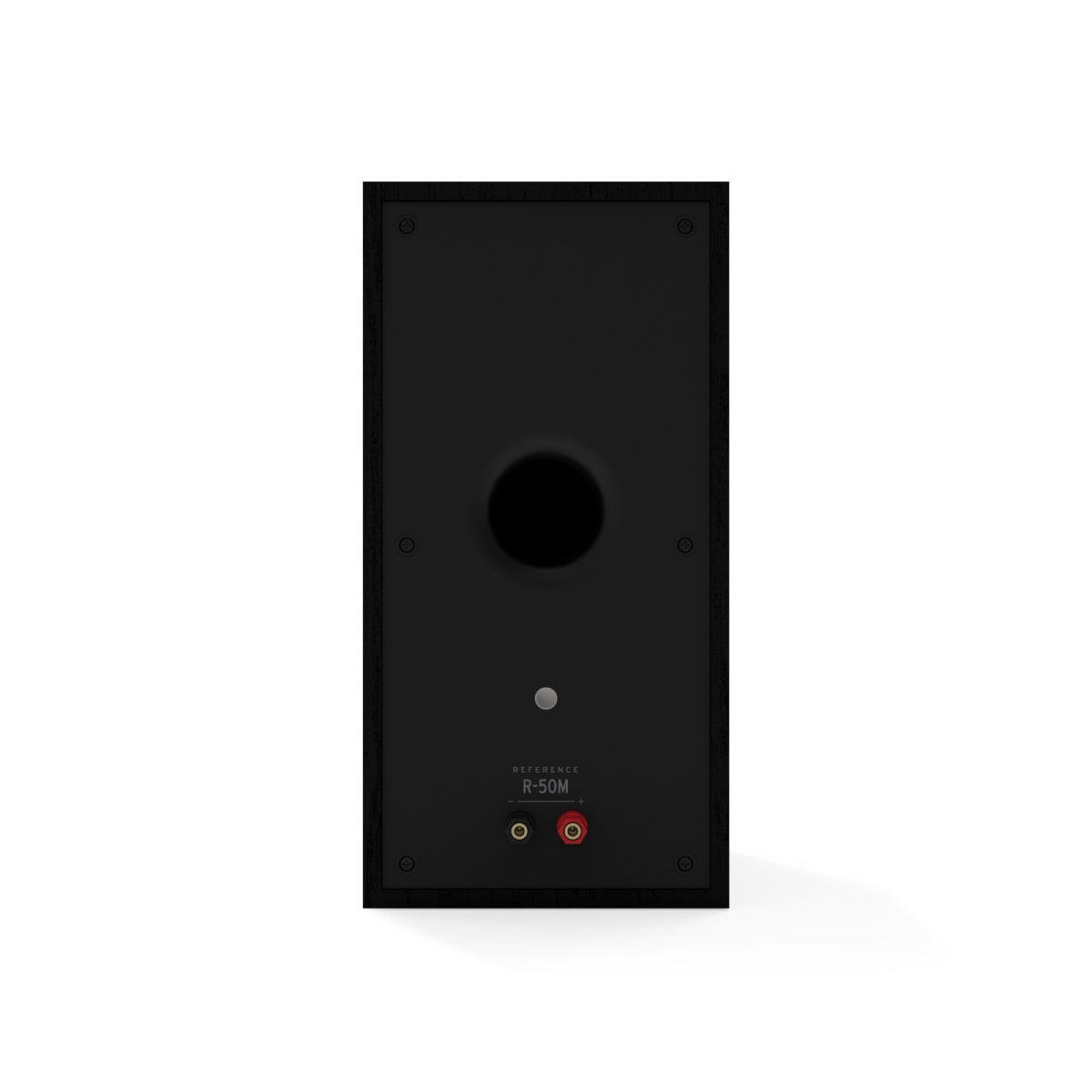 Black rectangular speaker with audio connectors on a white background