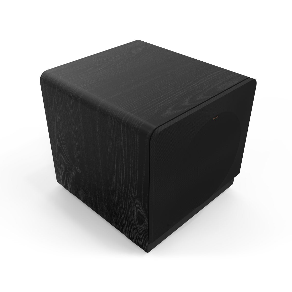 Black subwoofer on a white background