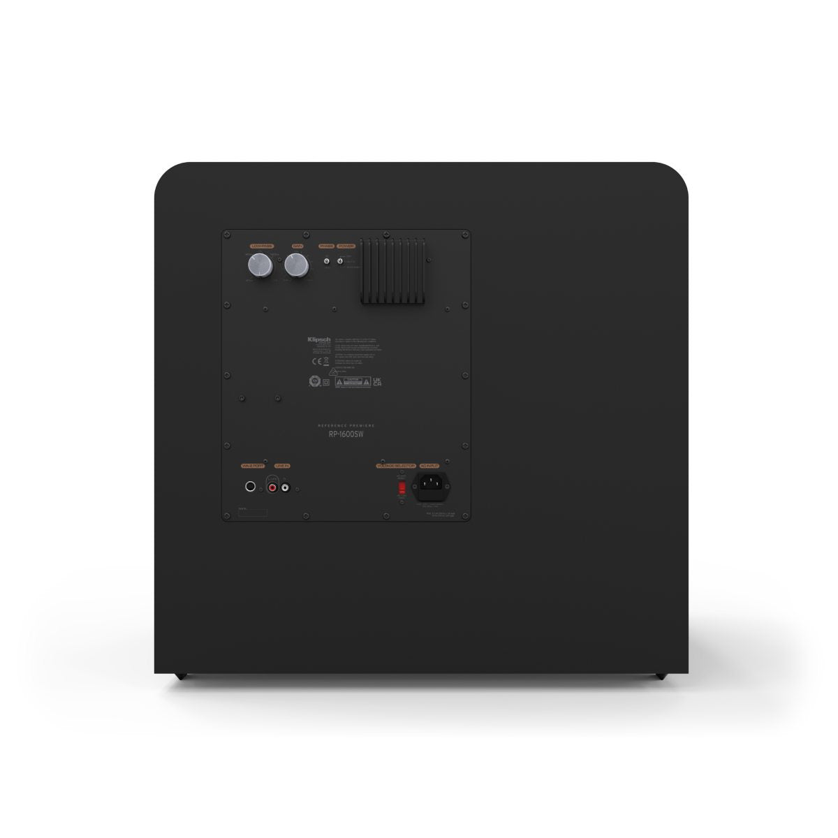 Black electronic device with connectivity ports on a white background