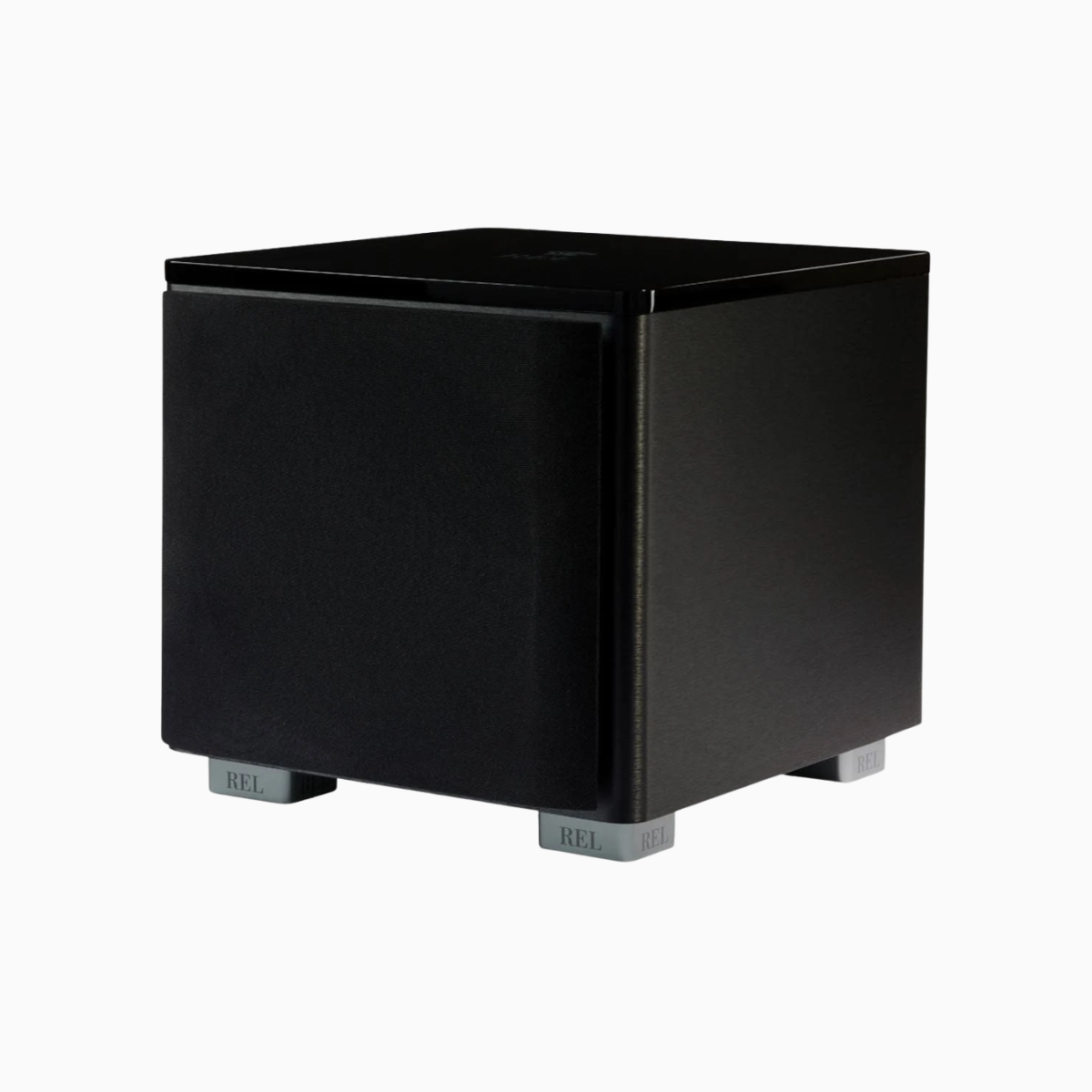 REL Subwoofer on a white background