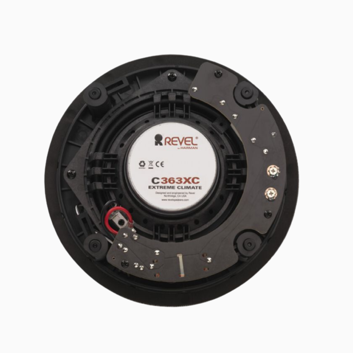 Revel speaker driver on a white background