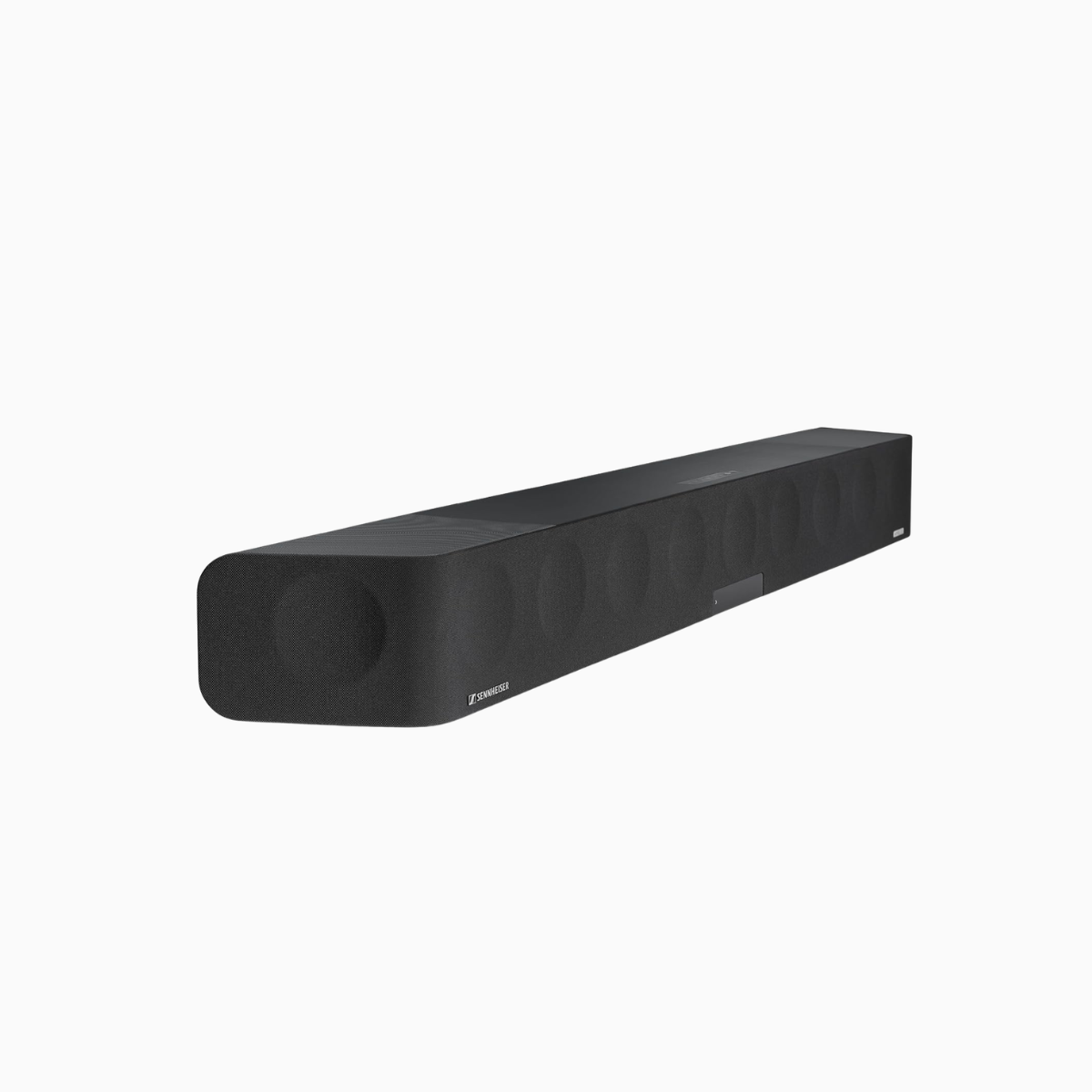 Black soundbar on a white background