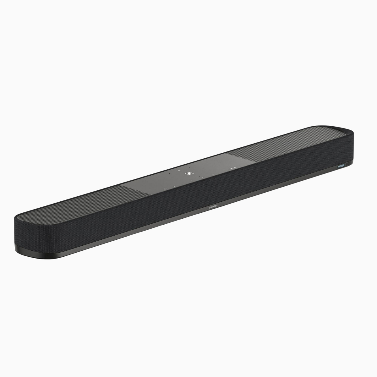 Black soundbar on a white background
