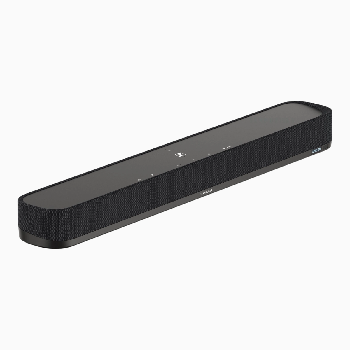 Black soundbar on a white background