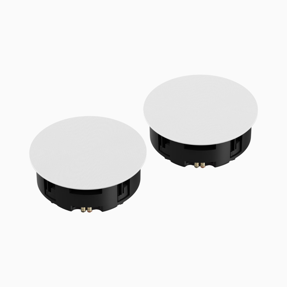 Two round black and white devices on a white background