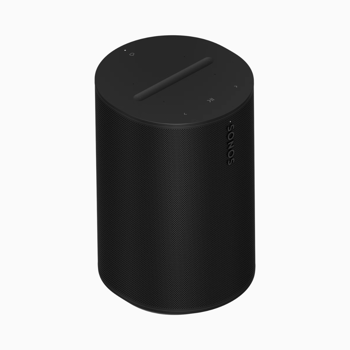 Black Sonos speaker on a white background