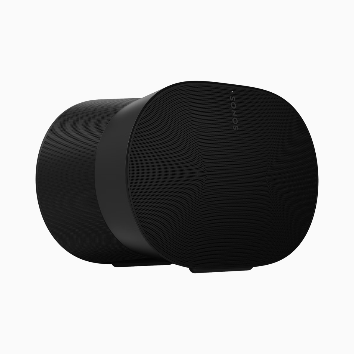 Black Sonos speaker on a white background