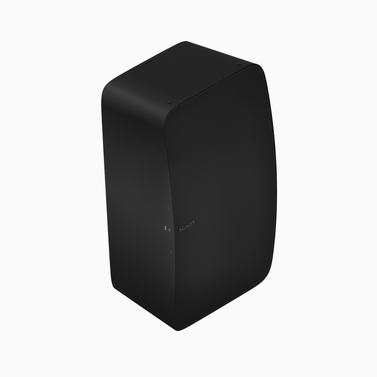Black Sonos speaker on a white background