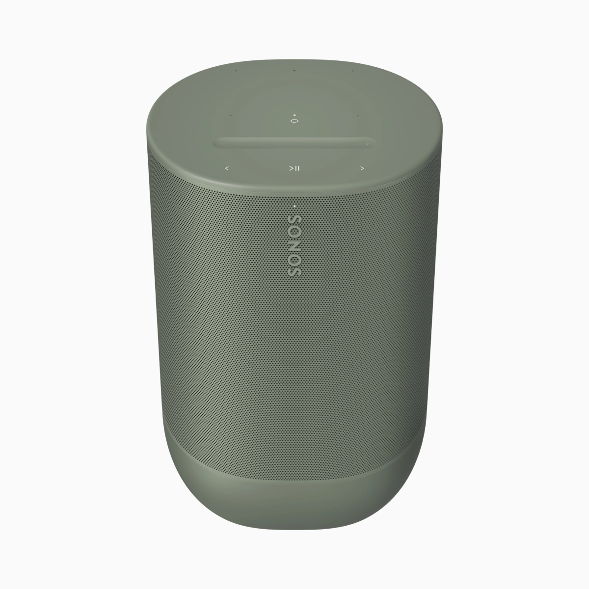 Green Sonos speaker on a white background