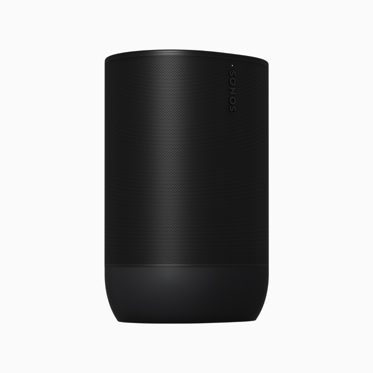 Black Sonos speaker on a white background