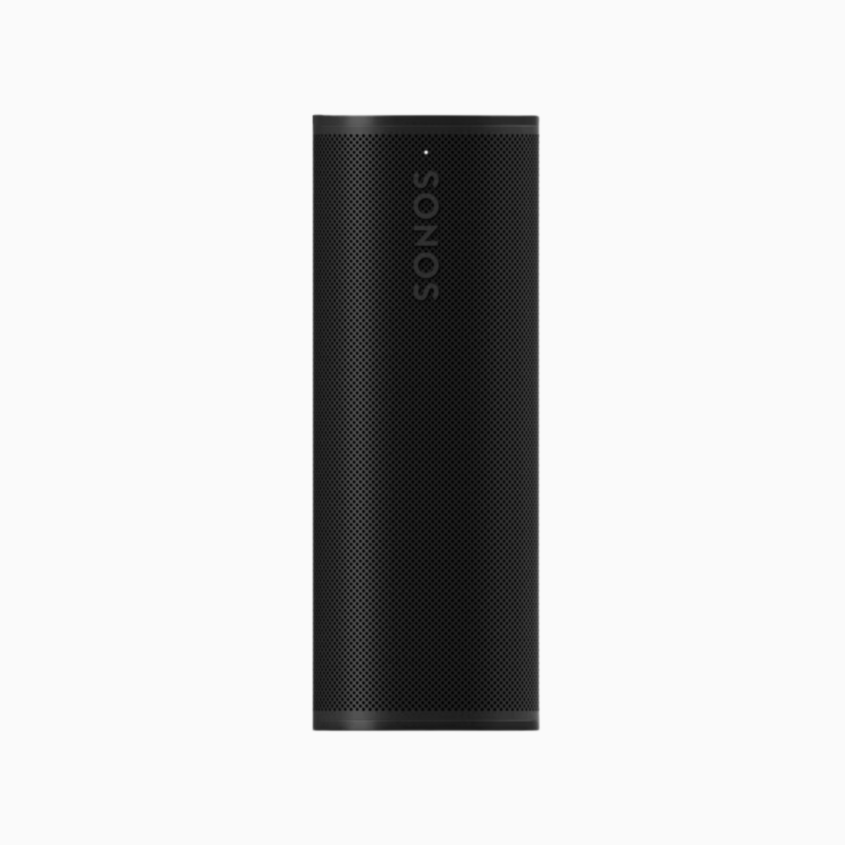 Black Sonos speaker on a white background
