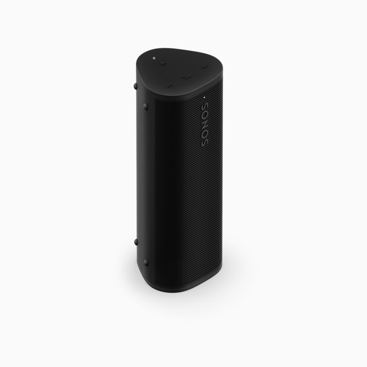 Black Sonos speaker on a white background
