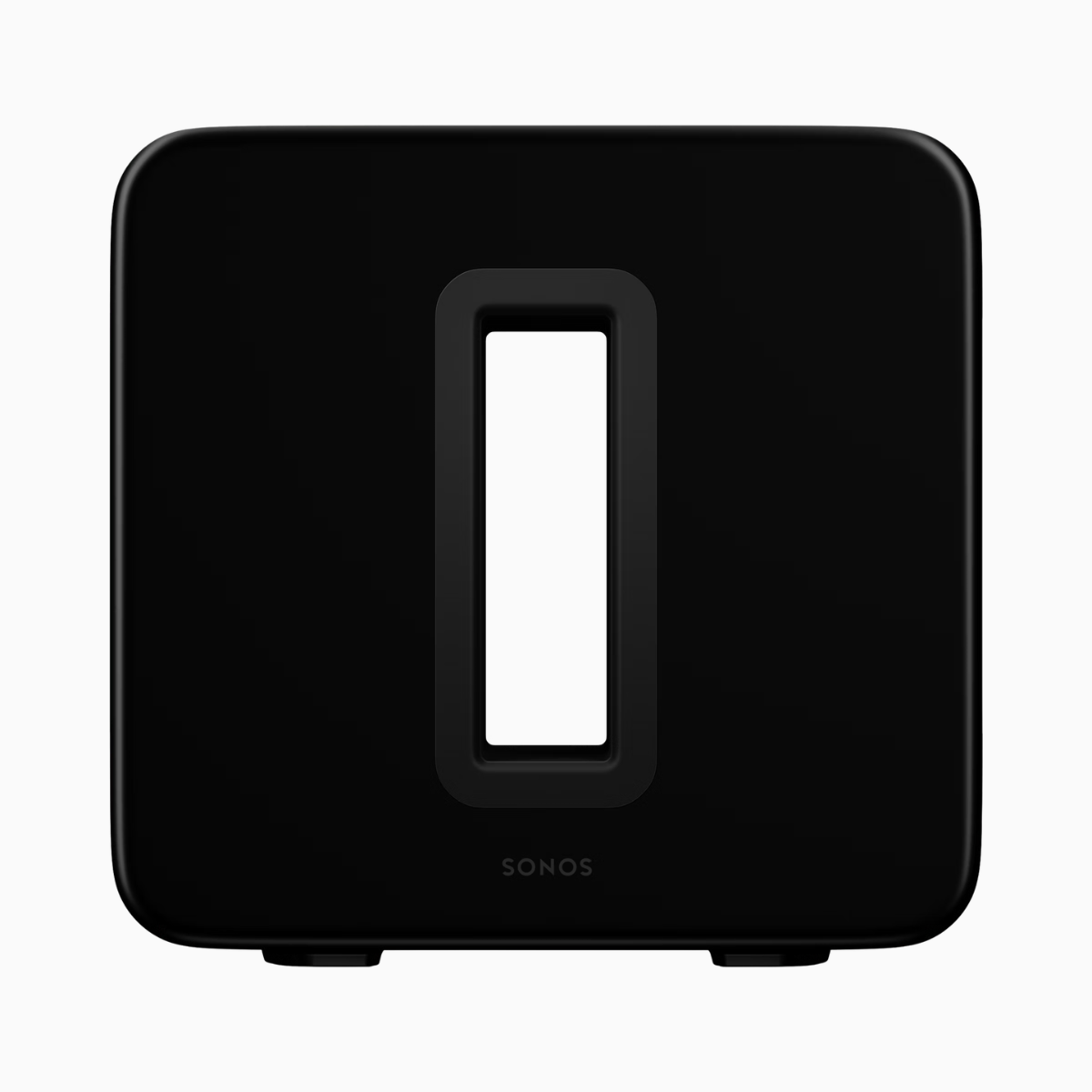 Black Sonos speaker on a white background
