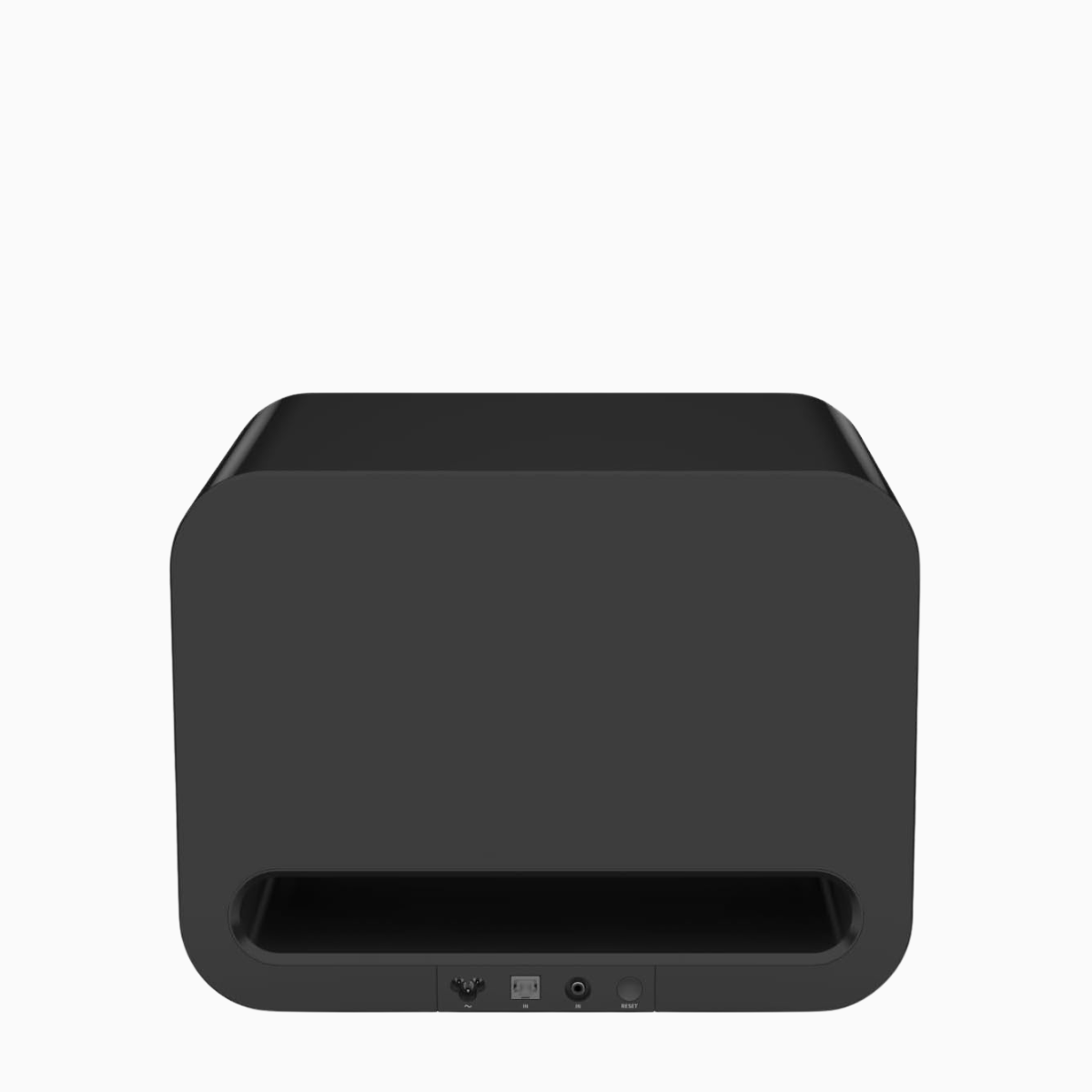 Black electronic device on a white background