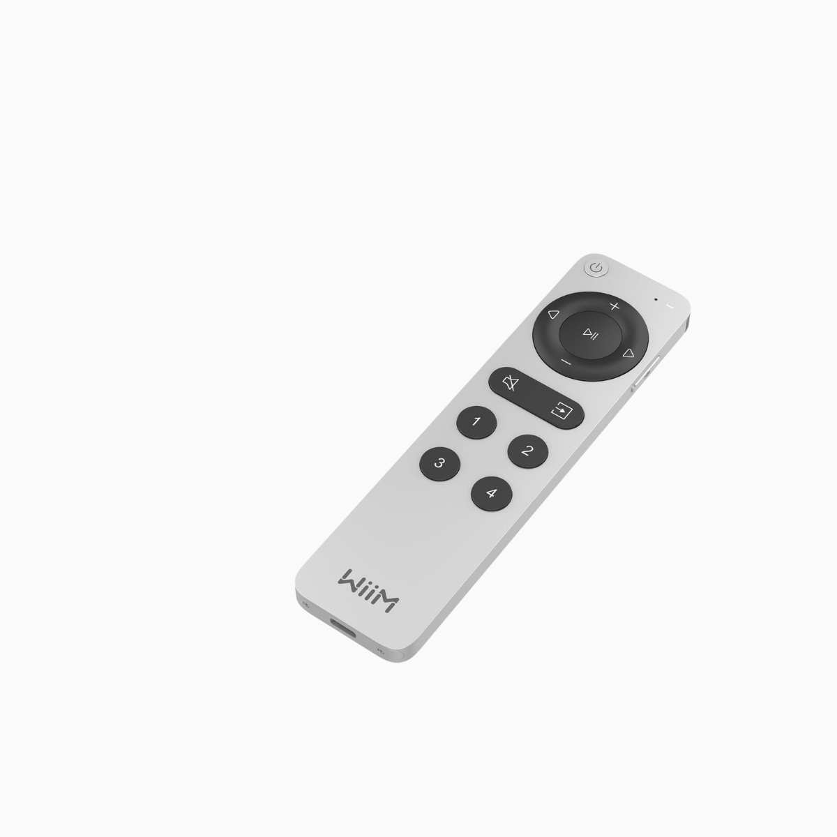 White remote control with buttons on a white background