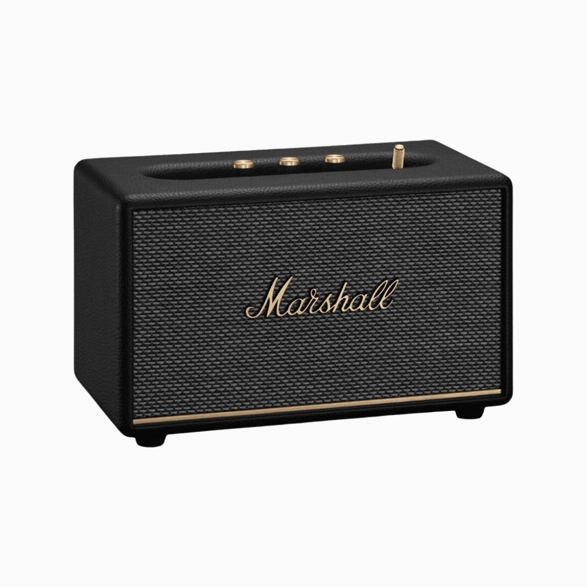 Black Marshall speaker on a white background