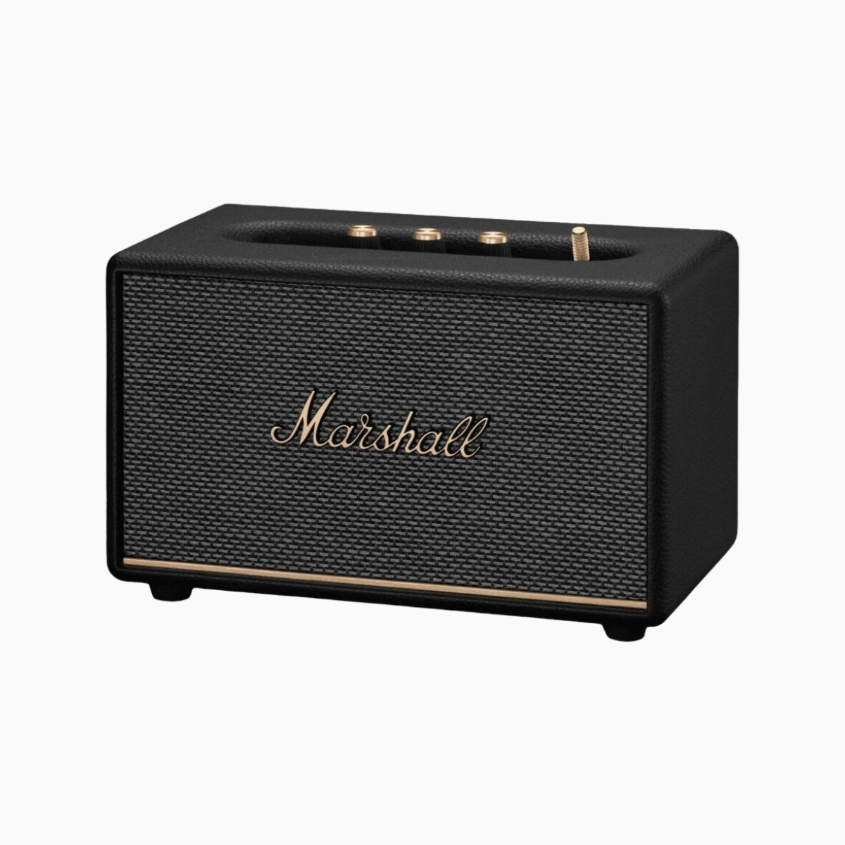 Black Marshall speaker on a white background