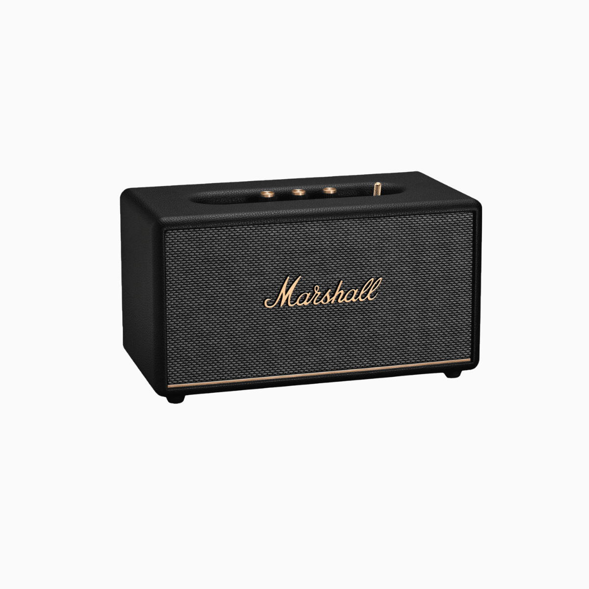 Black Marshall speaker on a white background