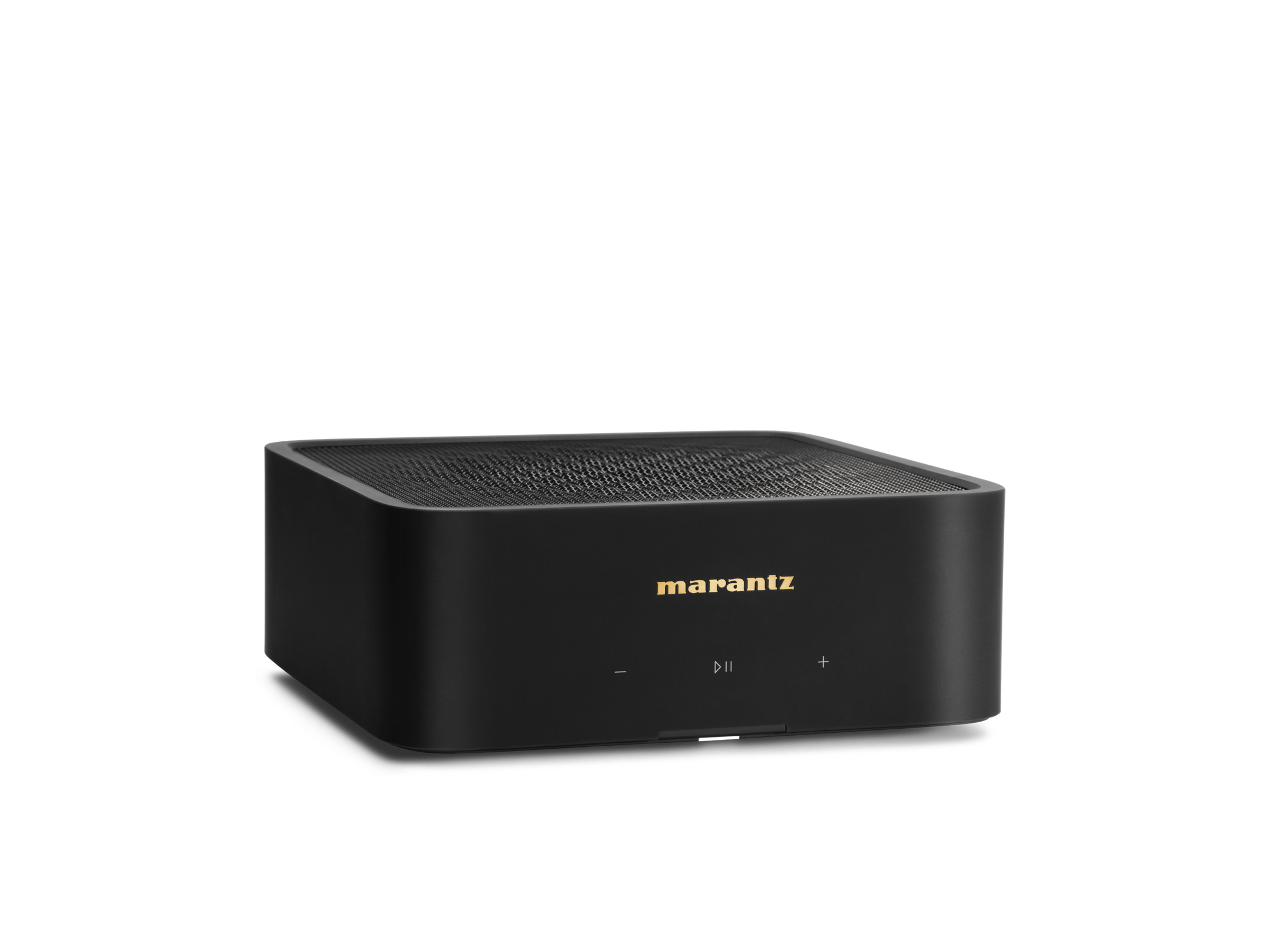 Black Marantz audio device on a white background