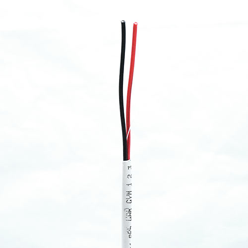 Two wires, one black and one red, on a white background
