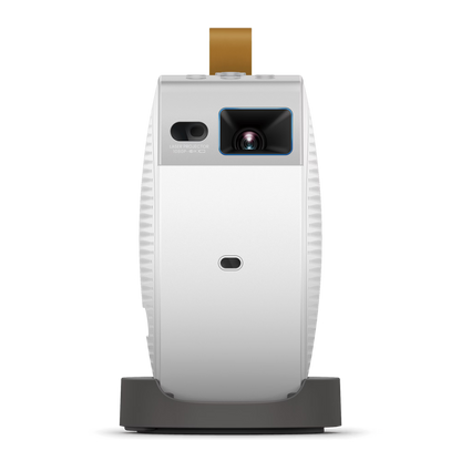 BenQ projector with a gold top on a black background