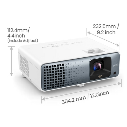 BenQ projector with specifications on a white background
