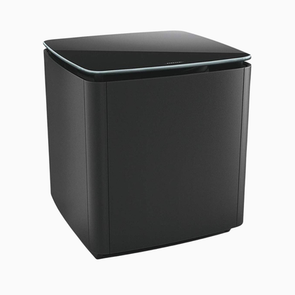 Black subwoofer on a white background